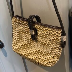 New Item!  Brighton Woven Bone Ecru Green Jute Twine Brown Purse Braided Strap